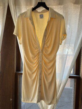 Cream With Jean Short Sleeved Dress